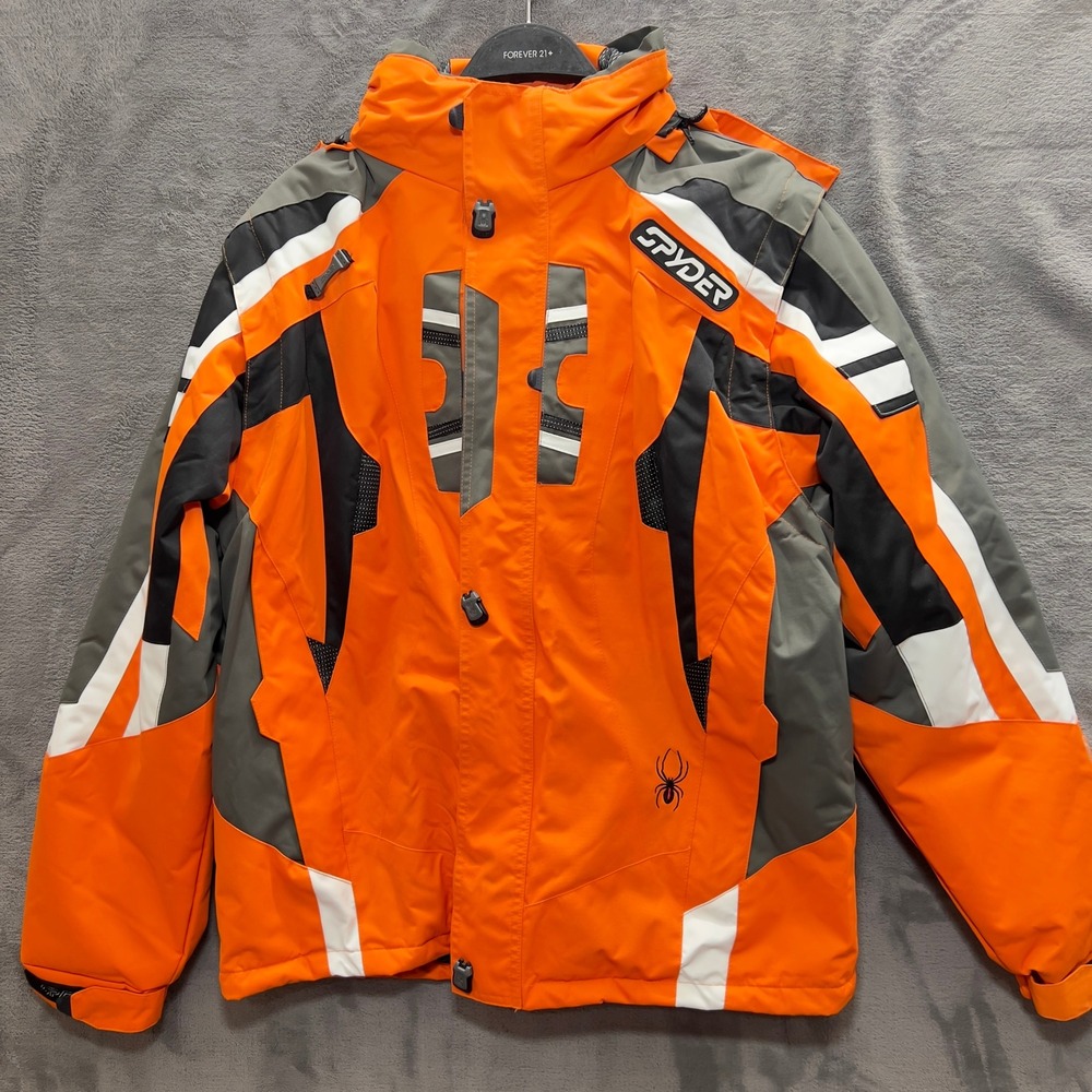 Vintage Spyder Ski Jacket Mens L Orange Dermizax EV X-Static Insulated 20K Snow